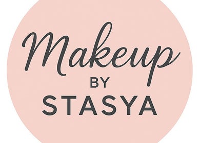 Makeup by Stasya logo on a pink circle. Beauty services in Calgary, Alberta, CA.