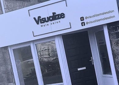 Modern male salon in Dunfermline, Scotland, near Yba.Blendz. Sleek design with clear signage.