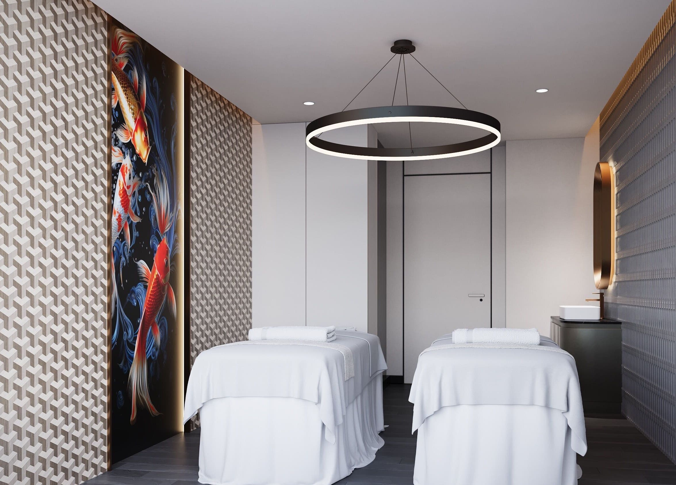 Luxurious treatment room at LUXEGLO MEDICAL AESTHETICS in East Perth, Western Australia, AU with elegant decor.