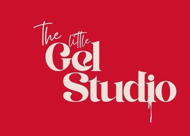 The Little Gel Studio logo with bold red background, Poole, England, GB.