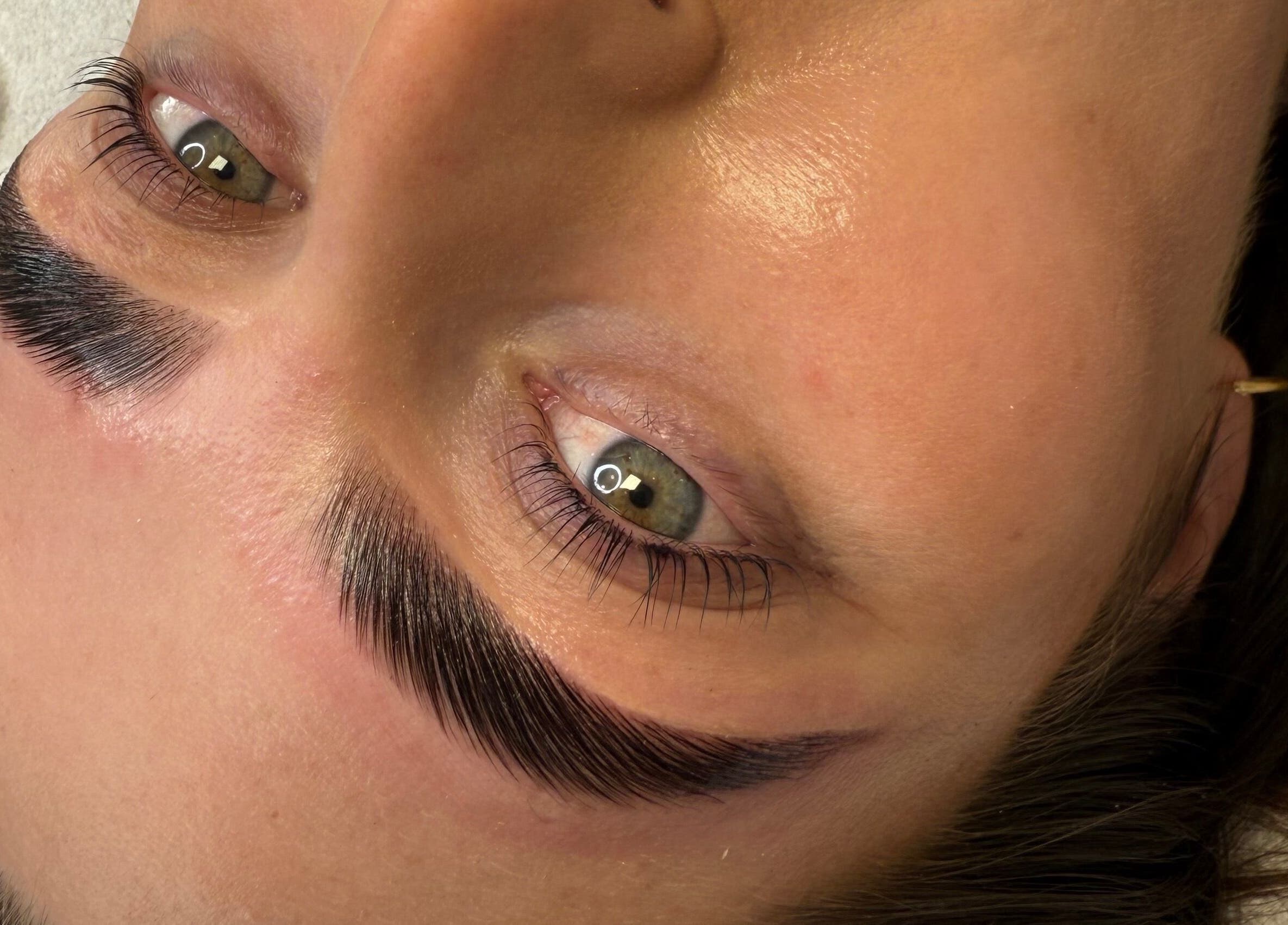 Close-up of expertly styled brows at Louise Butler Beauty, Kidsgrove, England, GB.