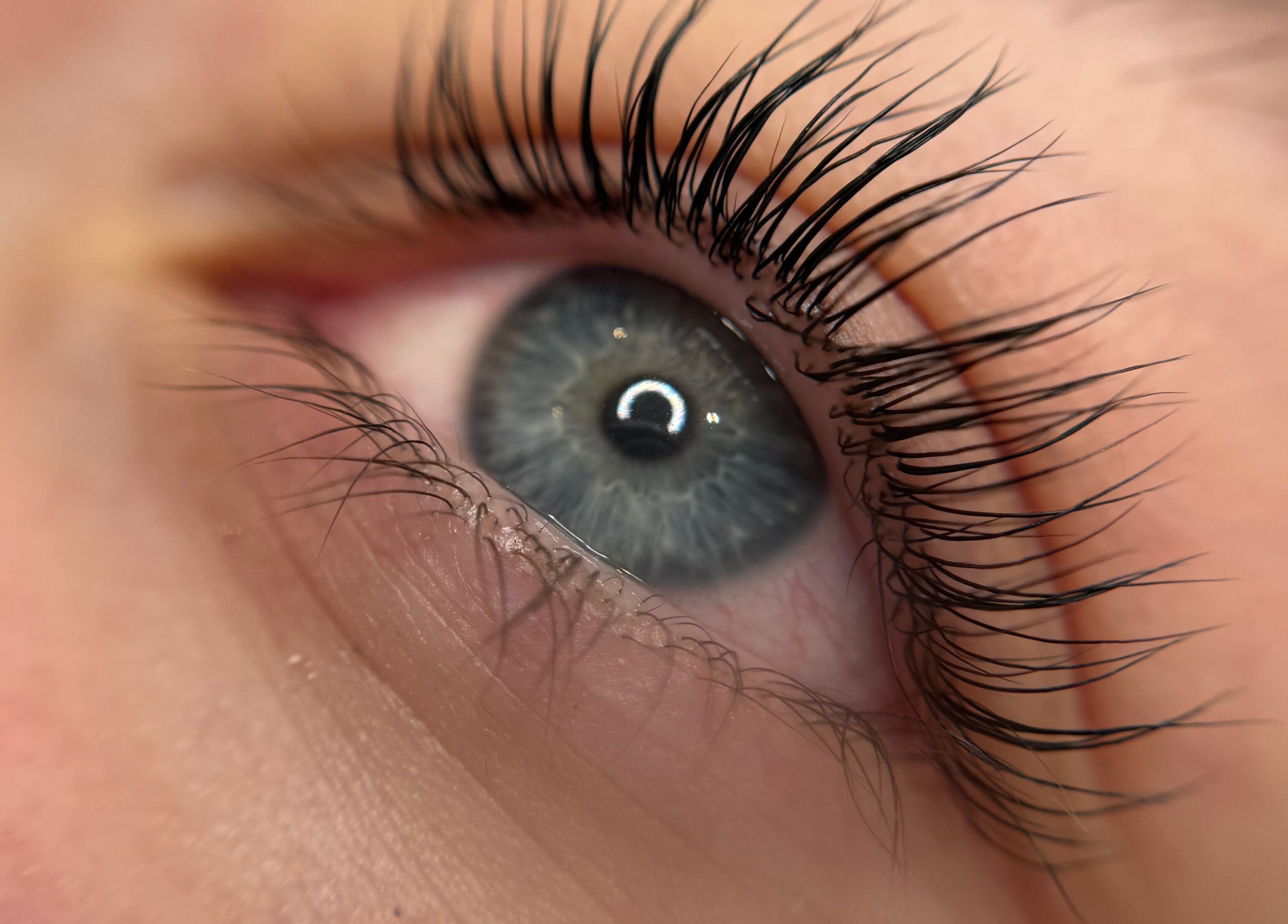 Close-up of expertly styled eyelashes at Louise Butler Beauty in Kidsgrove, England, GB.