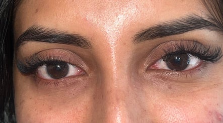 Close-up of beautifully styled eyelashes at NueElleMasion, London, England, GB.