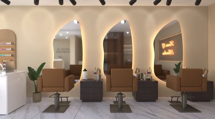 Modern interior of House Of Kharchier Beauty Salon - Birmingham, featuring stylish chairs and sleek mirrors, Birmingham, England, GB.