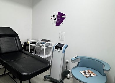 Elodia Beauty&Spa modern treatment room with equipment in Hamilton, Ontario, CA.