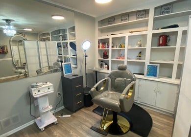 Modern salon interior at Natural, Locs and Braids, Columbia, South Carolina, US.
