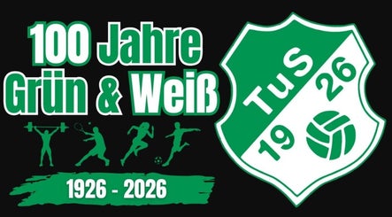 100 Jahre TuS GW Allagen Kraftraum in Warstein, Nordrhein-Westfalen, DE, 1926-2026 grafisch dargestellt.
