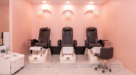 Three luxurious pedicure chairs at Adora Haus in Port Melbourne, Victoria, AU, offering a serene spa experience.