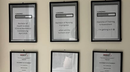 Wall diplomas and certificates at The Honest Beauty Collective, Guildford, New South Wales, AU, inspiring education.