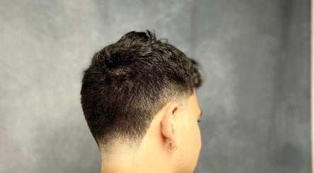 Close-up of a sleek fade hairstyle at Lilliecutss, Brentwood, England, GB.