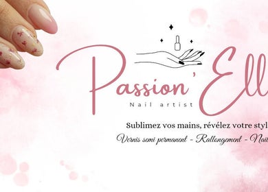 Logo de Passion'Elles, salon beauté à Avion, Hauts-de-France, FR, avec des ongles artistiques roses.