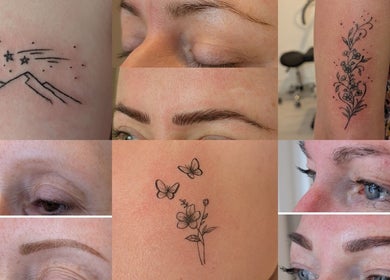 Variety of tattoos and eyebrows at All Things Ink by Kaydee in Clitheroe, England, GB.