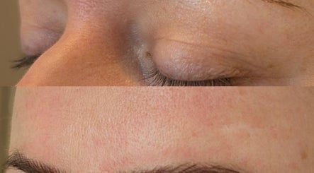 Close-up of closed eyes showcasing eyelash enhancement at All Things Ink by Kaydee, Clitheroe, England, GB.