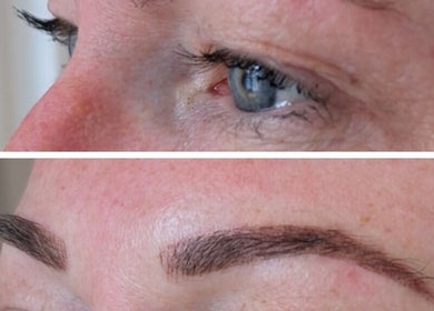 Eyebrow enhancement at All Things Ink by Kaydee in Clitheroe, England, GB showing before and after results.