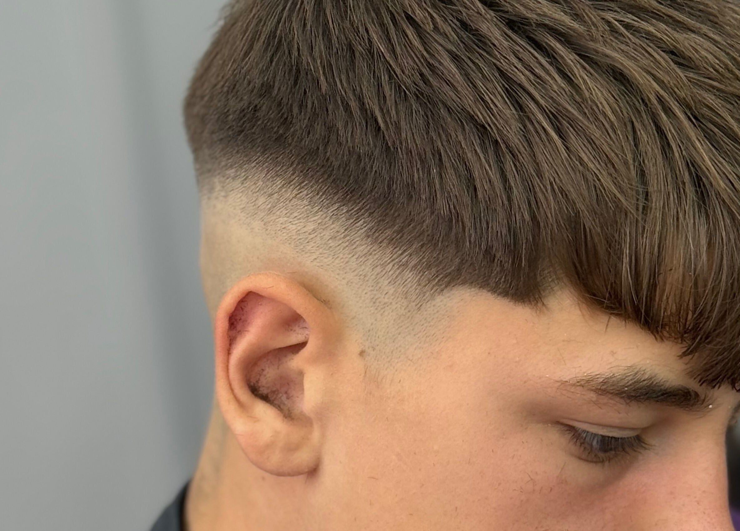 Close-up of a stylish fade haircut at ODCUTZ, Portlaoise, County Laois, IE.