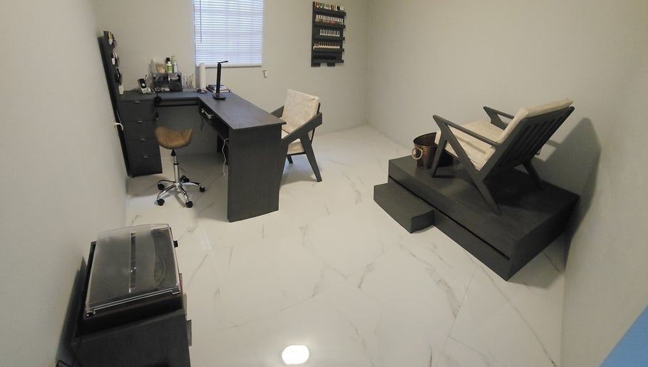 Modern pedicure room at Mixy Pixie Beauty, Diego Martin, offering a tranquil spa experience.