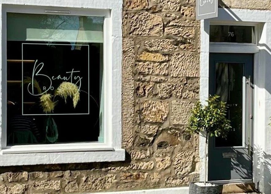 Exterior view of Radiance beauty venue with elegant signage, Aberdour, Scotland, GB.