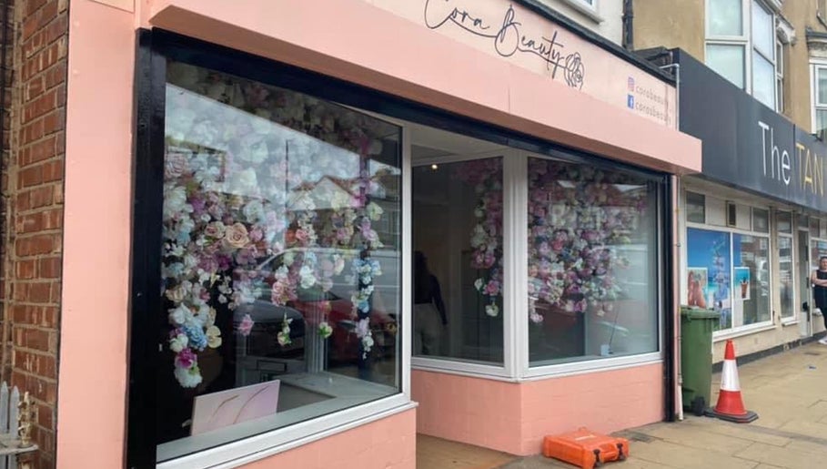 Charming floral display at the Skinsations Aesthetics venue located in Redcar, England, GB.