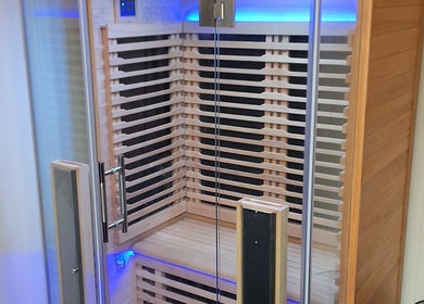 Luxurious sauna at Fitsom Health, Warriewood, New South Wales, AU, offering relaxation and rejuvenation.
