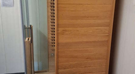 Wooden sauna at Fitsom Health in Warriewood, New South Wales, AU offers a warm and relaxing retreat.