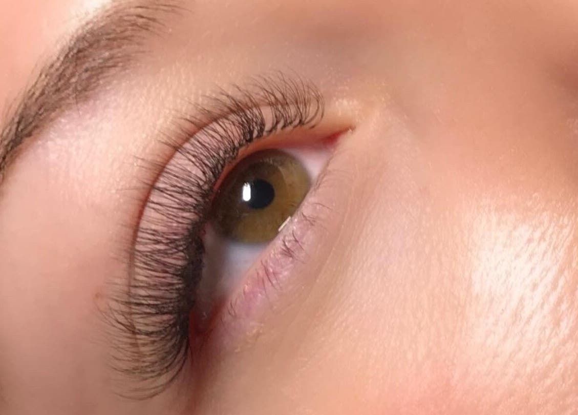 Close-up of beautifully enhanced eyelashes at Lash Layne, Azle, Texas, US.