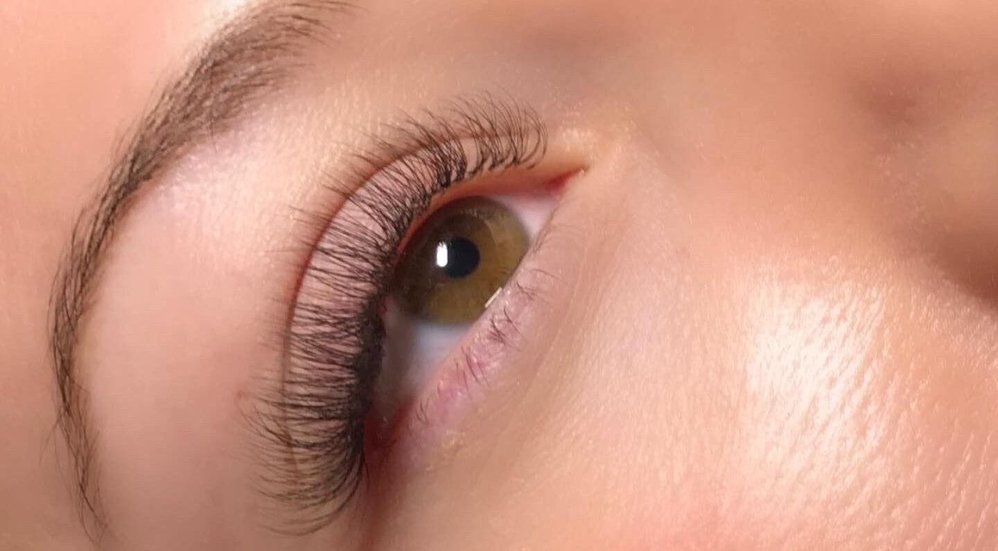 Close-up of beautifully enhanced eyelashes at Lash Layne, Azle, Texas, US.