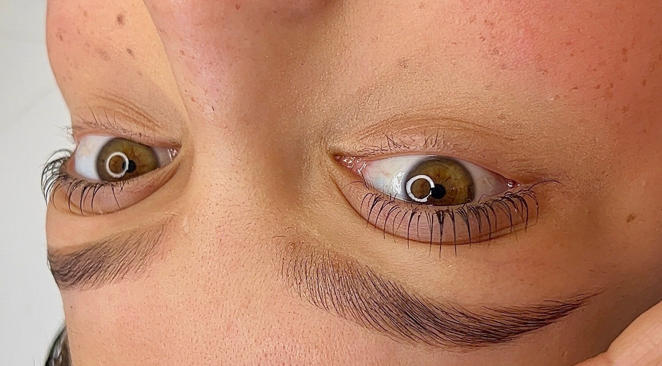 Detalle de ojos tratados en Malucejas, Quilicura, Región Metropolitana, CL, destacando cejas definidas.