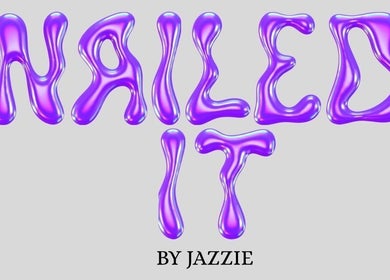 Creative liquid text logo for Nailed It By Jazzie, Midsomer Norton, England, GB.