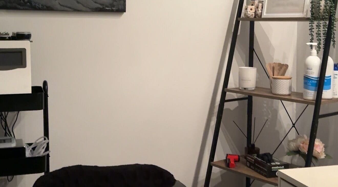 Serene treatment room at Bodiess By Bri, Huntingdale, WA with modern decor and wellness essentials.