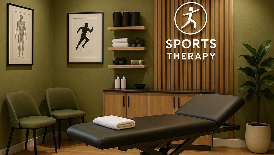 Relaxing therapy room at RMT Sports Therapy, Cross Hands, Wales, GB, with a massage table and soothing decor.