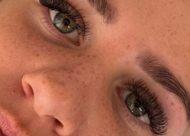 Closeup of perfectly styled lashes at Beauty By Ells, Riddings, England, GB, enhancing natural eye beauty.