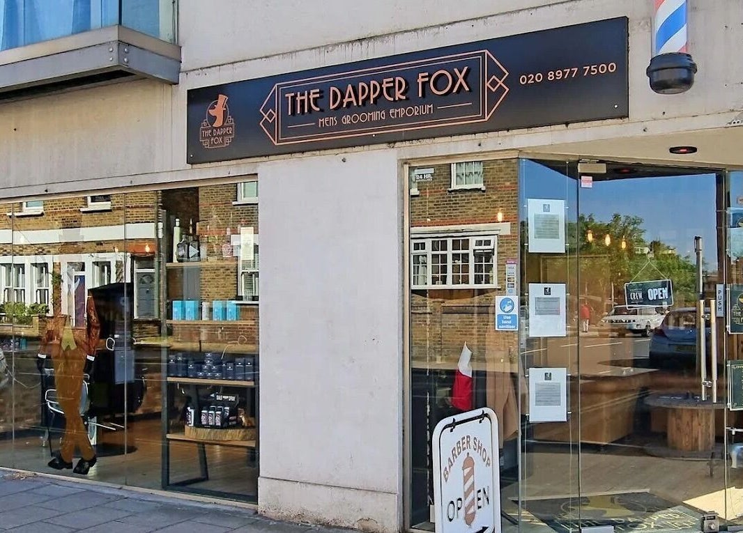The Dapper Fox - Hampton Wick exterior in Hampton Wick, England, GB showcases a stylish men's grooming emporium.
