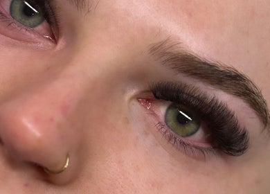 Close-up of styled lashes at BoutiquelashesbyJade in Banjup, Western Australia, AU.