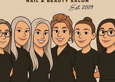 Cartoon illustration of staff at Beauty Within, Castleford, England, GB.