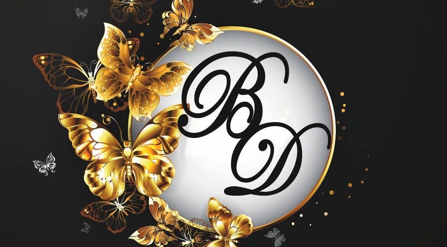 Logo de BEAUTÉ DIVINE BY BEAUTY B à Saint-joseph, Saint-pierre, RE, entouré de papillons dorés.