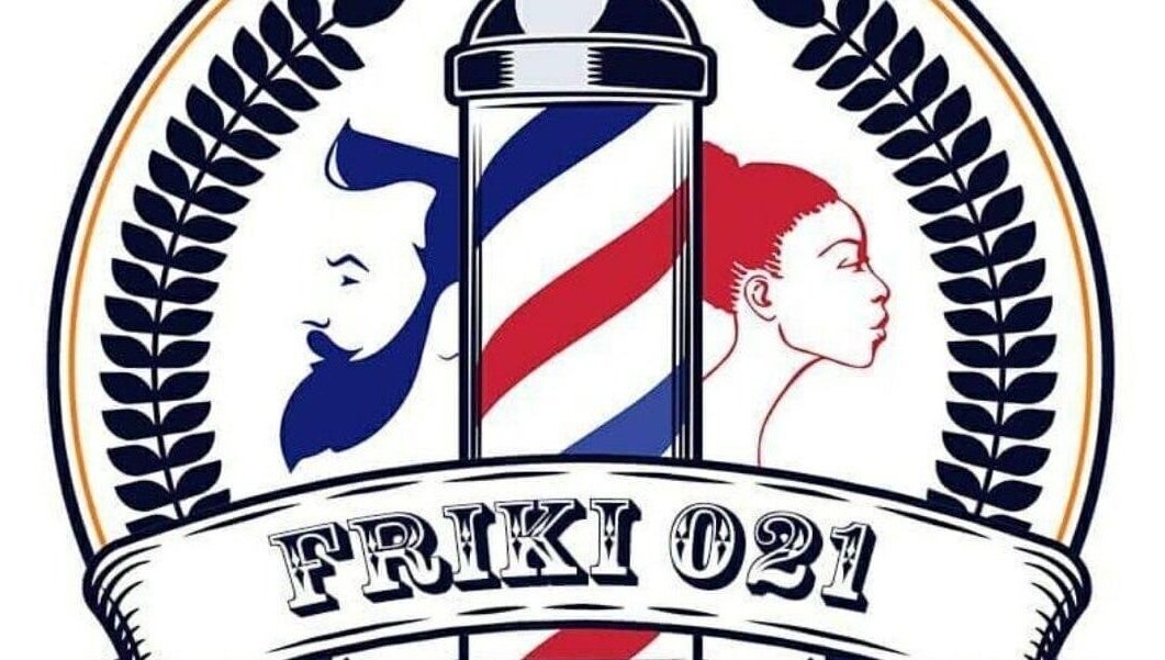 Logo of Frizerski Salon Friki 021, a hair salon in Novi Sad, Vojvodina, RS, featuring a classic barber pole.