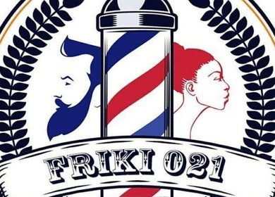 Logo of Frizerski Salon Friki 021, a hair salon in Novi Sad, Vojvodina, RS, featuring a classic barber pole.