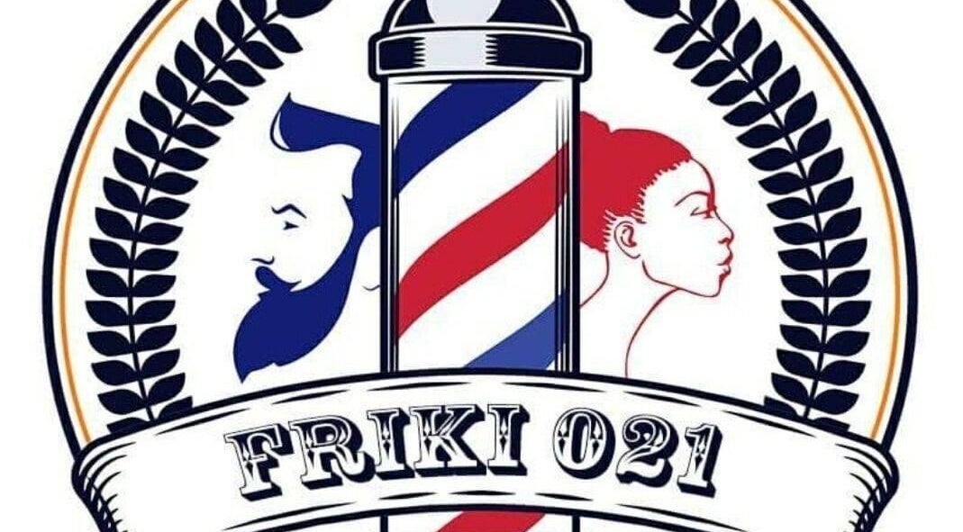 Logo of Frizerski Salon Friki 021, a hair salon in Novi Sad, Vojvodina, RS, featuring a classic barber pole.