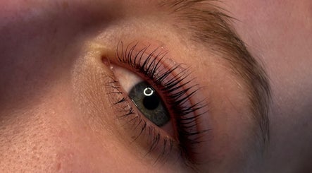 Close-up of enhanced eyelashes at Enhanced by Lily, Crewe, England, GB. Highlights expert beauty services.
