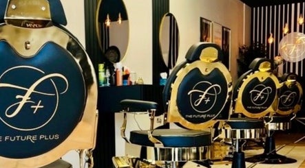 Elegant salon chairs at THE FUTURE PLUS, Bedford, England, GB. Featuring stylish interiors for beauty services.