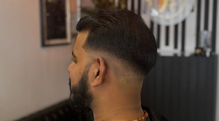 Close-up of a stylish fade haircut at ASTROTRIMZ/THE FUTURE PLUS in Bedford, England, GB.