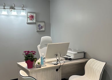 Yara skin care consultation room with elegant decor in Selkirk, Manitoba, CA.