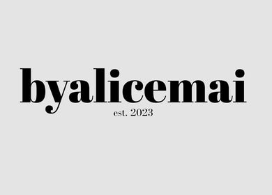 byalicemai logo with elegant font, established 2023, at Ruislip, England, GB.