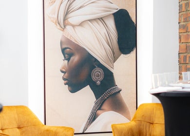 Elegant decor at The Potter's Beauty Care, Cape Town, Western Cape, ZA, featuring a beautiful portrait artwork.