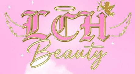 LCH BEAUTY logo with wings and angel motif in Dalkeith, Scotland, GB, on a pink background.