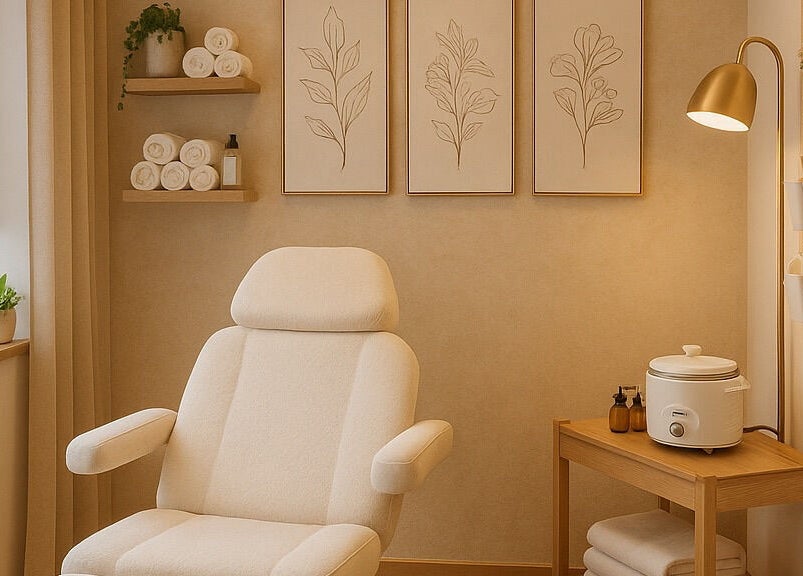 Calming treatment room at Aesthetics HQ With Brooke in Stuttgart, Baden-württemberg, DE.