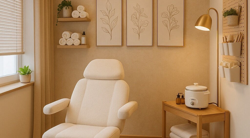 Calming treatment room at Aesthetics HQ With Brooke in Stuttgart, Baden-württemberg, DE.