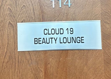 Classic metal sign for Cloud 19 Beauty Lounge at Yadior Beauty, Southfield, Michigan, US.