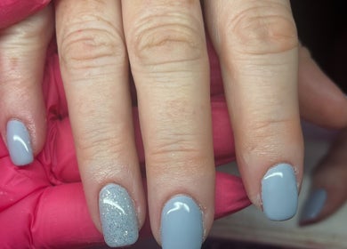 Elegant pastel nails with shimmer finish at Nailssbybeccax, County Mayo, County Mayo, IE.