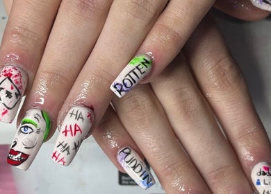 Creative hand-painted nail art at Nailssbybeccax in County Mayo, County Mayo, IE, featuring a bold, edgy design.